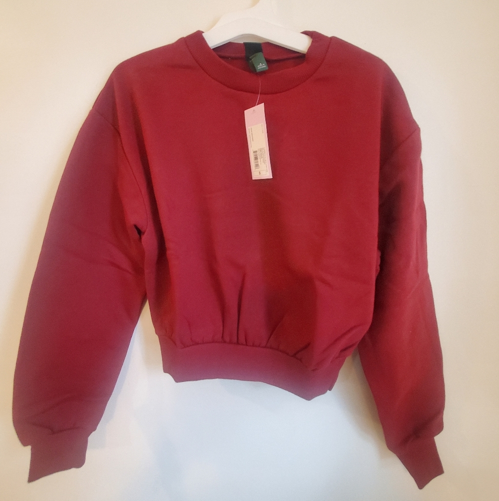 Women's Wild Fable Cropped Sweatshirt - Wild Fable - Berry Maroo - Size S